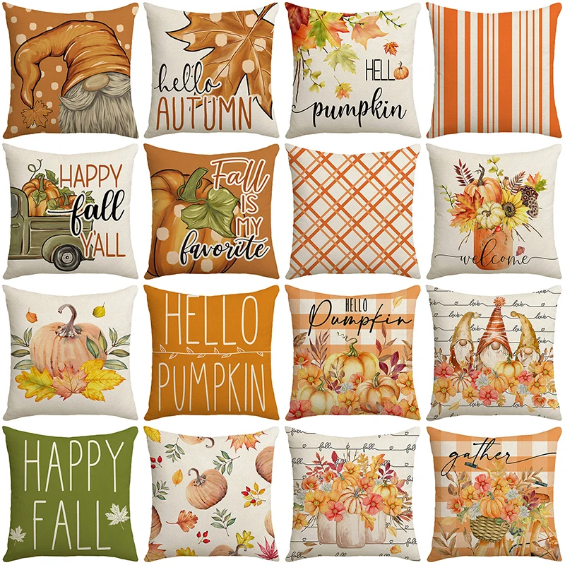 

Thanksgiving Decorative Pillow Cover 45x45cm Pillowcase Pumpkin Cushion Cover Farmhouse Home Decorations Holiday Party Supplies