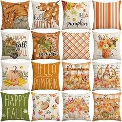 Thanksgiving Decorative Pillow Cover 45x45cm Pillowcase Pumpkin Cushion Cover Farmhouse Home Decorations Holiday Party Supplies