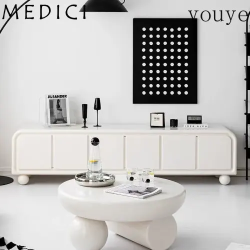 

Nordic modern simple solid wood TV cabinet household floor simple light luxury premium white locker