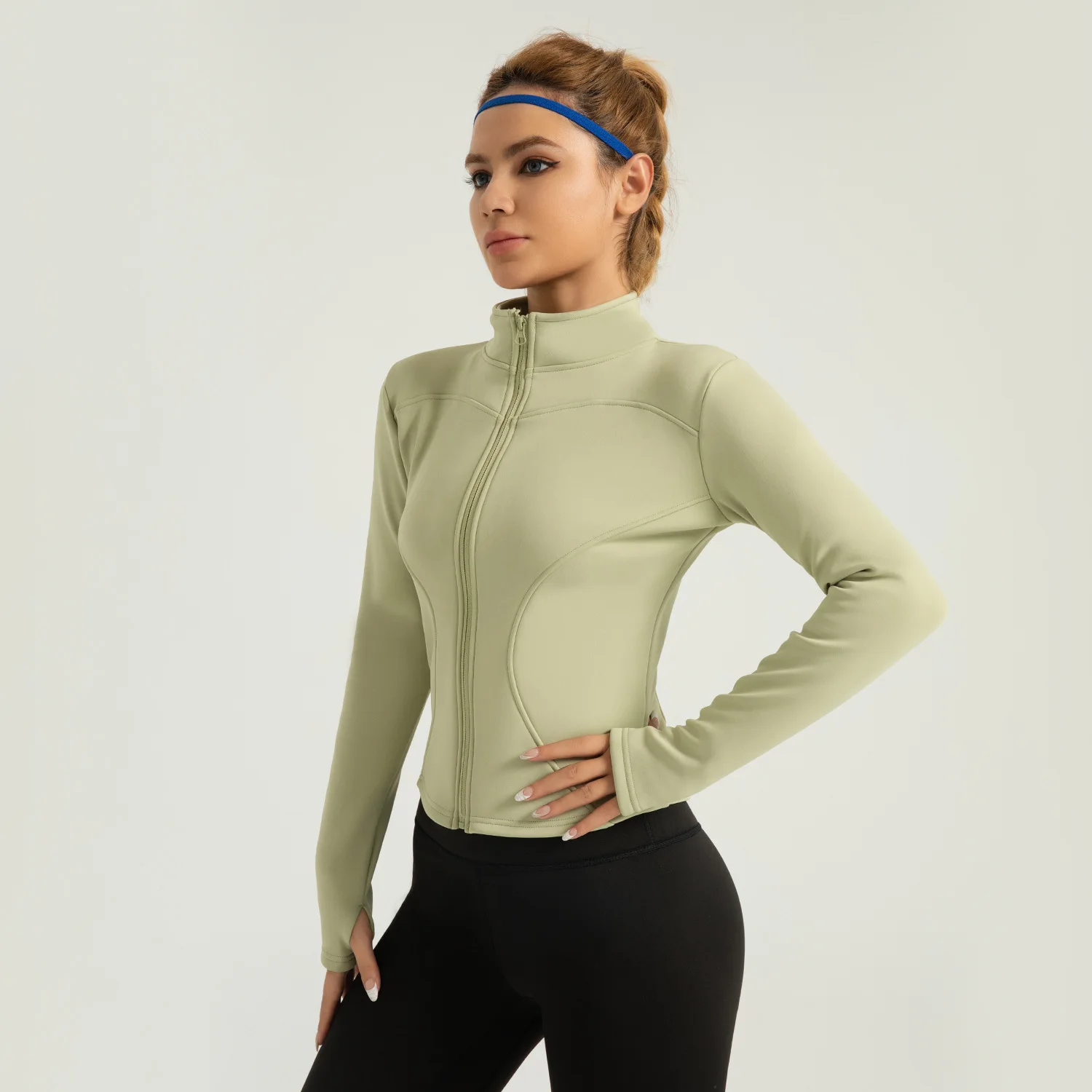 2024 new autumn and winter yoga clothes piled and thickened warm fitness clothes casual and thin running yoga jacket