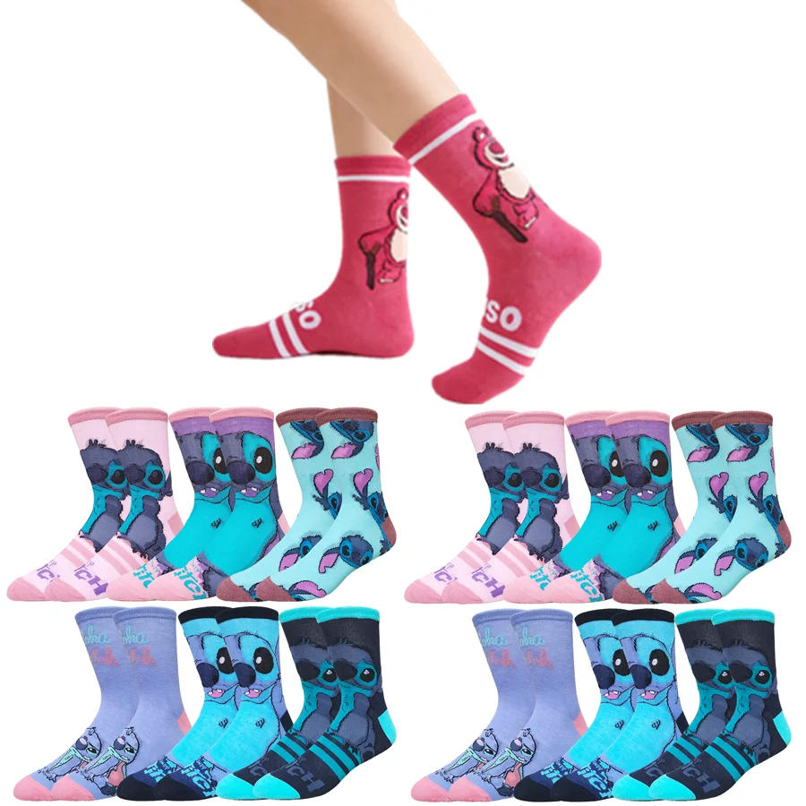 

Носки Disney для мужчин и женщин, с рисунками мультфильмов и аниме, уличная мода, хип-хоп, забавные повседневные носки средней длины