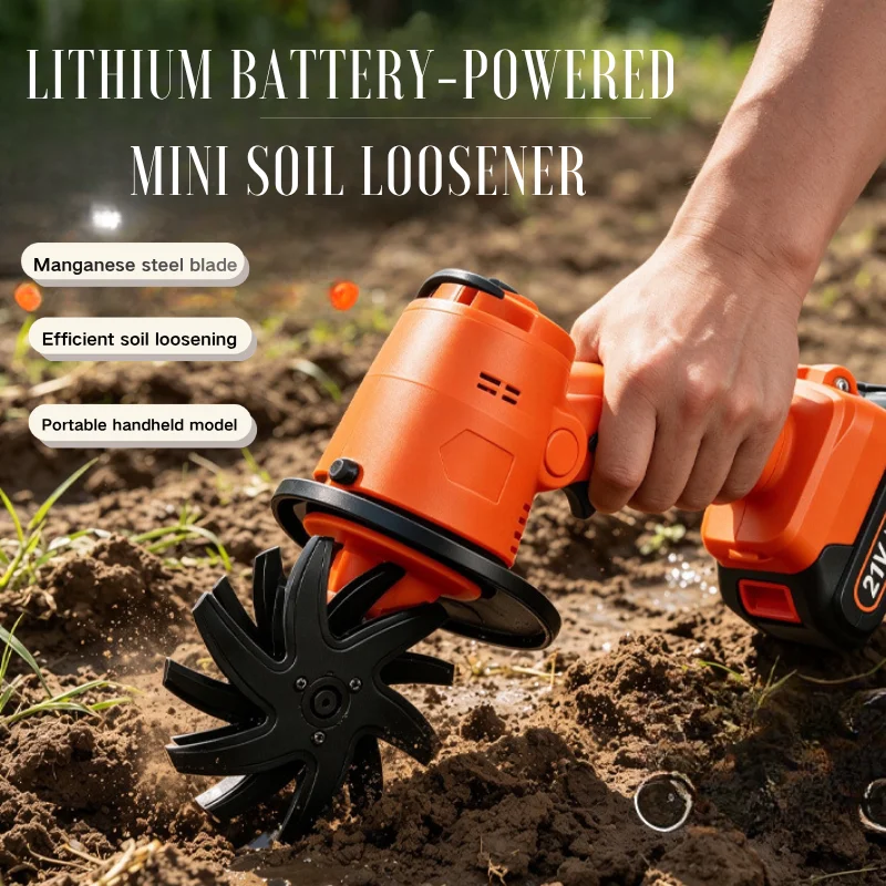 Small household handheld electric hoe for loosening soil, garden bonsai weeding and turning soil, wireless micro tiller