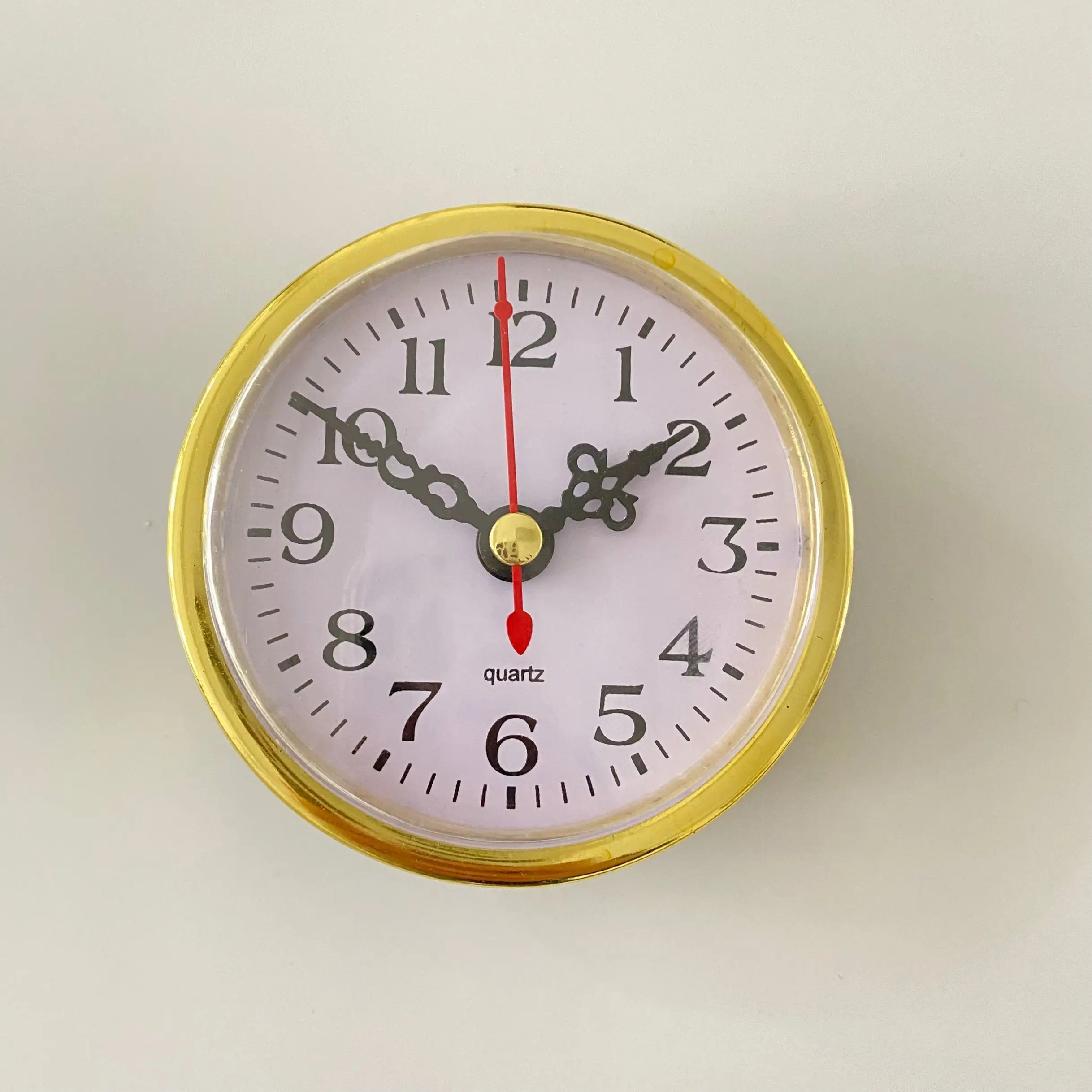 QUARTZ CLOCK FIT-UP Insert Gold Trim Arabic Numeral White Face Insert Head Quartz Clock Movment