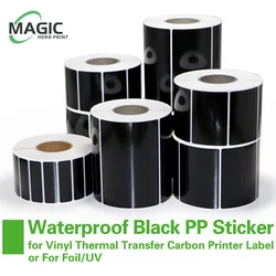 Synthetic Paper Waterproof Black PP Sticker 30 40 50 60 70 80 90 100mm Vinyl Thermal Transfer Carbon Printer Label For Foil/UV