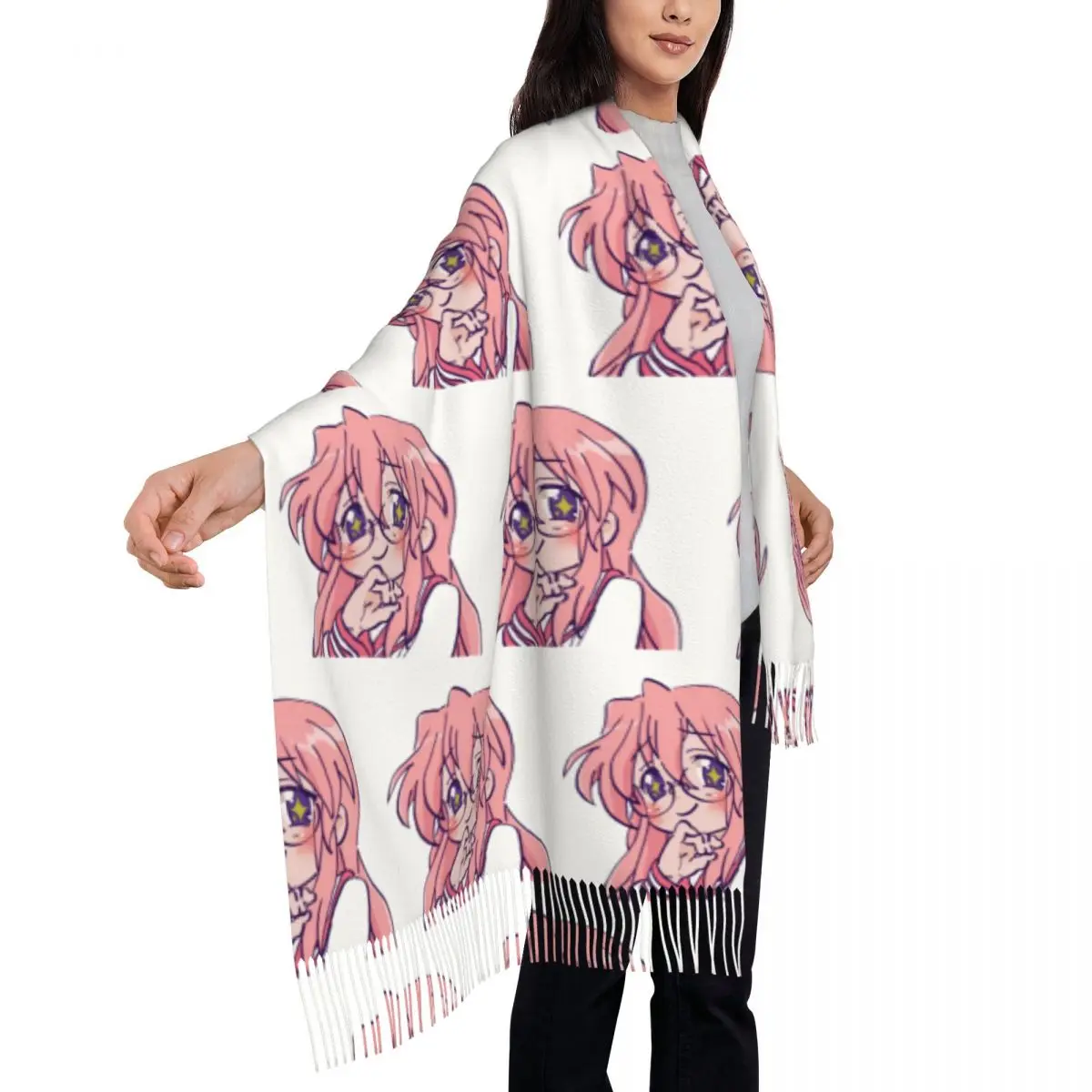 الباستيل النجوم العينين تاكارا ميوكي لاكي ستار وشاح شرابة الأوشحة للنساء شالات دافئة ويلتف كبير الخريف الشتاء شال التفاف