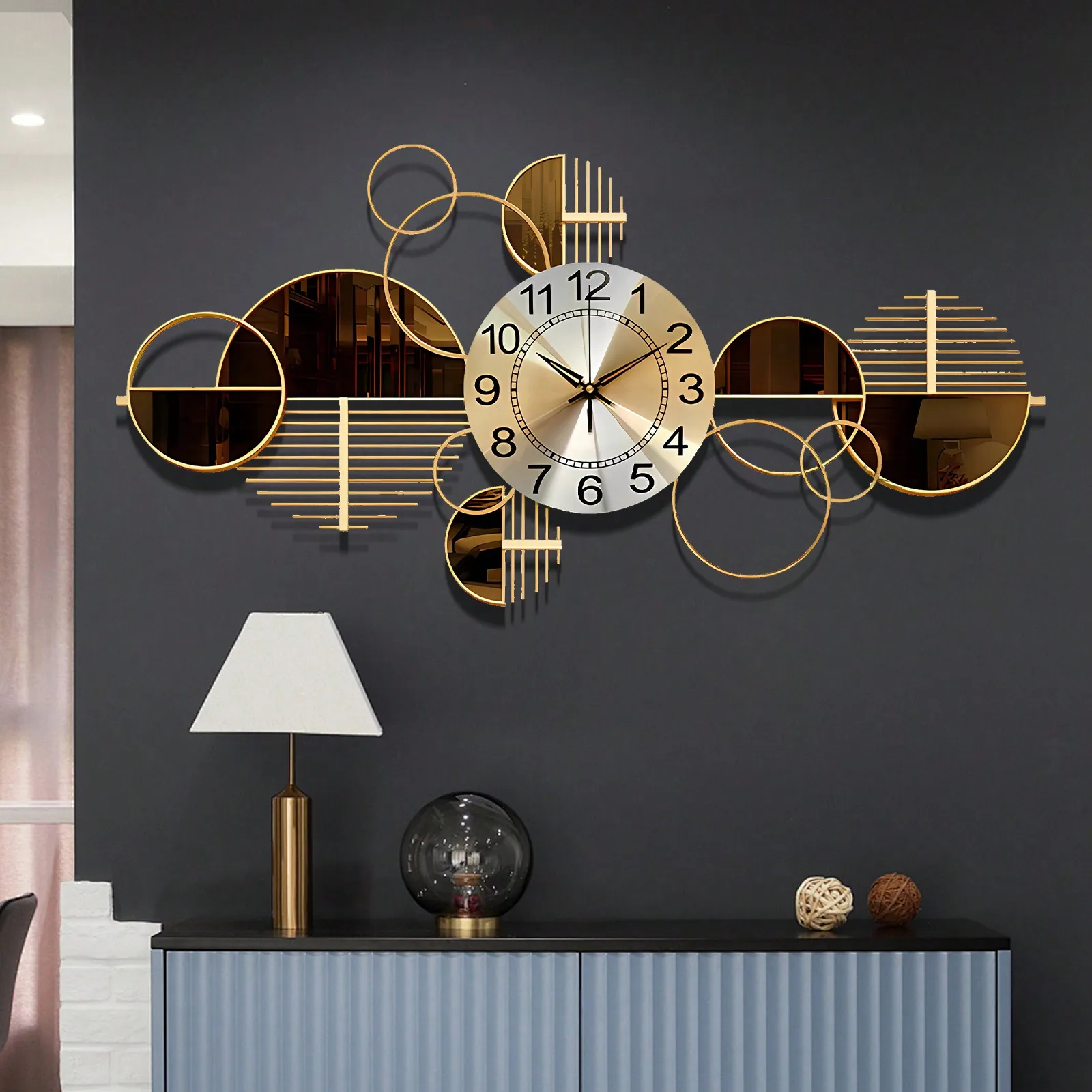 

Metal Wall Clock Decorative 3D Metal Wall Art Clock For Living Room Bedroom Creative Modern Big Wall Clock Decor