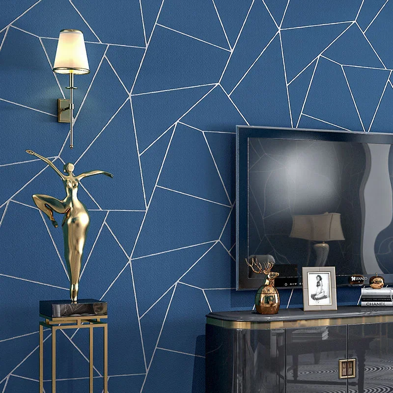 Simple Geometric Curve Stripe Non-woven Wallpaper Bedroom Living Room TV Background Decoration 3D Three-dimensional Wallpaper