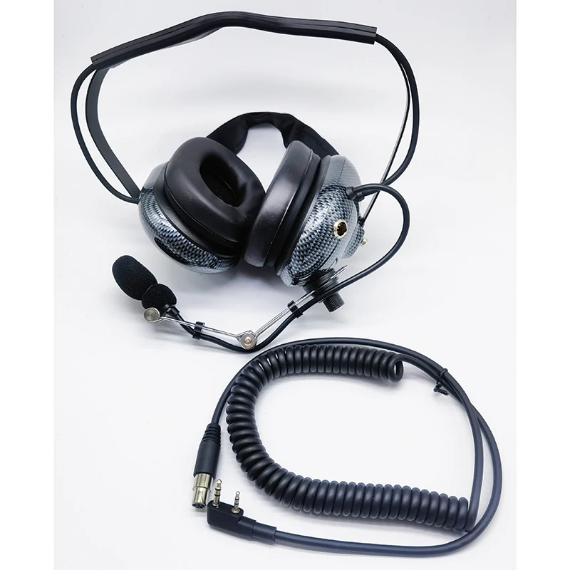 ‎H41-CF Carbon Fiber Aviation Helicopter Headphone Active Noise Cancelling Behind Head Headset for Baofeng Kenwood Two Way Radio