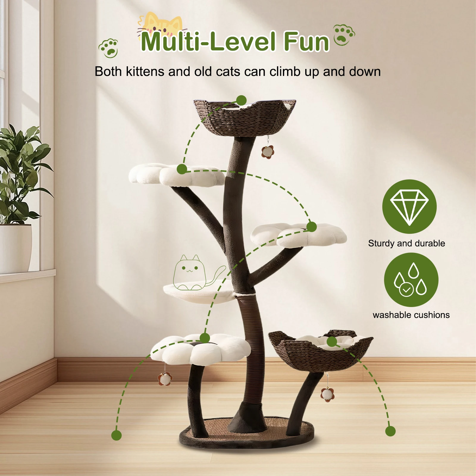 

59In Lovely Cat Jumping Platform with Scratching Posts Unique Nest Jumping Platform Dtachable for Large & Multi-Cat Homes