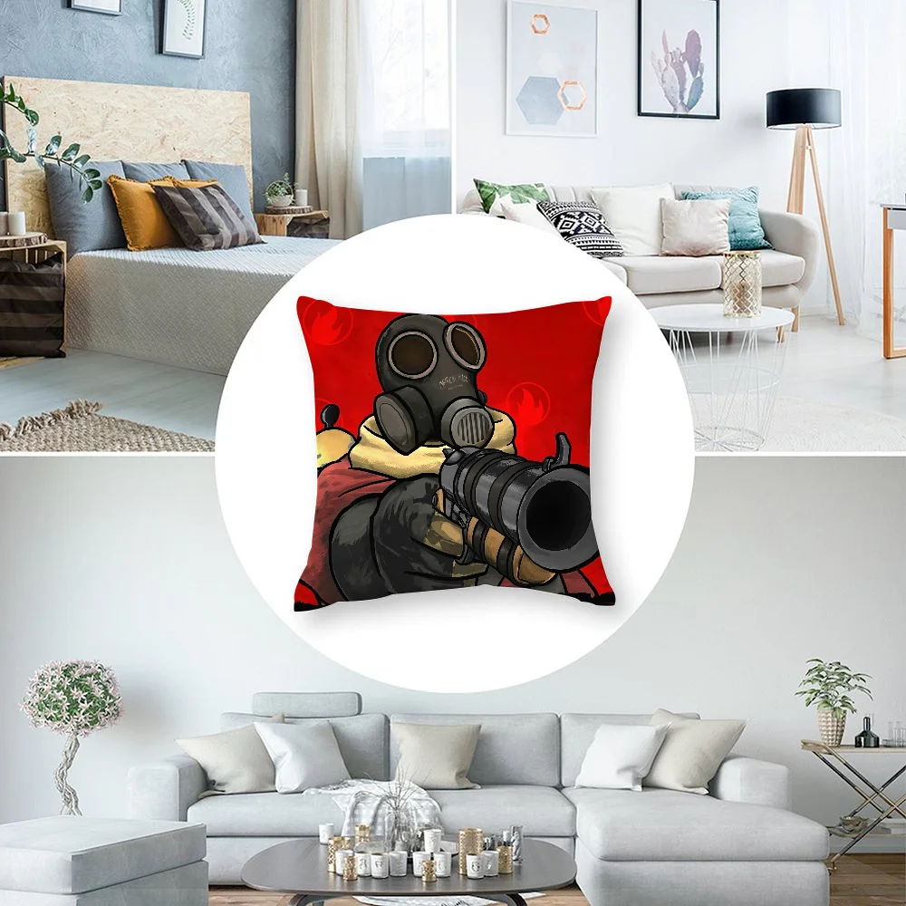 Tf2 Team F-Fortress 2 Pillow Case Short Plush Pillow Covers Sofa Decorative Gift Home Double-sided Printing Cushion Cover - Image 6