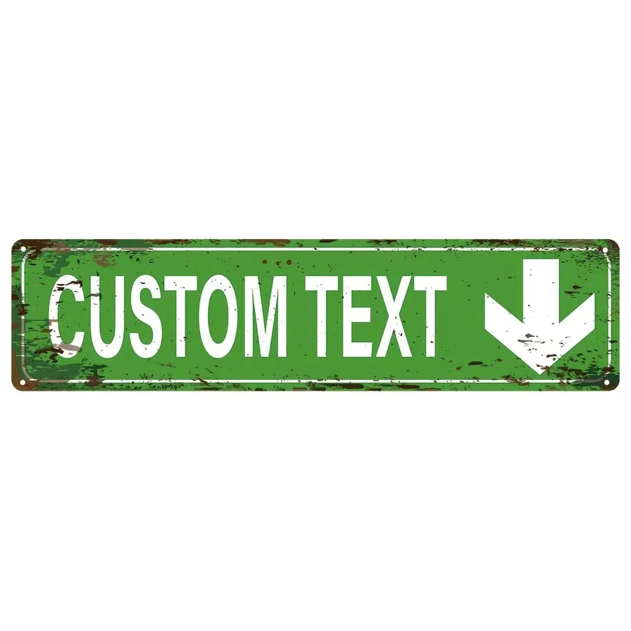 Vintage Green Custom Text Metal Plate With White Down Arrow Wall Decor Plaque (Only For Decoration)
