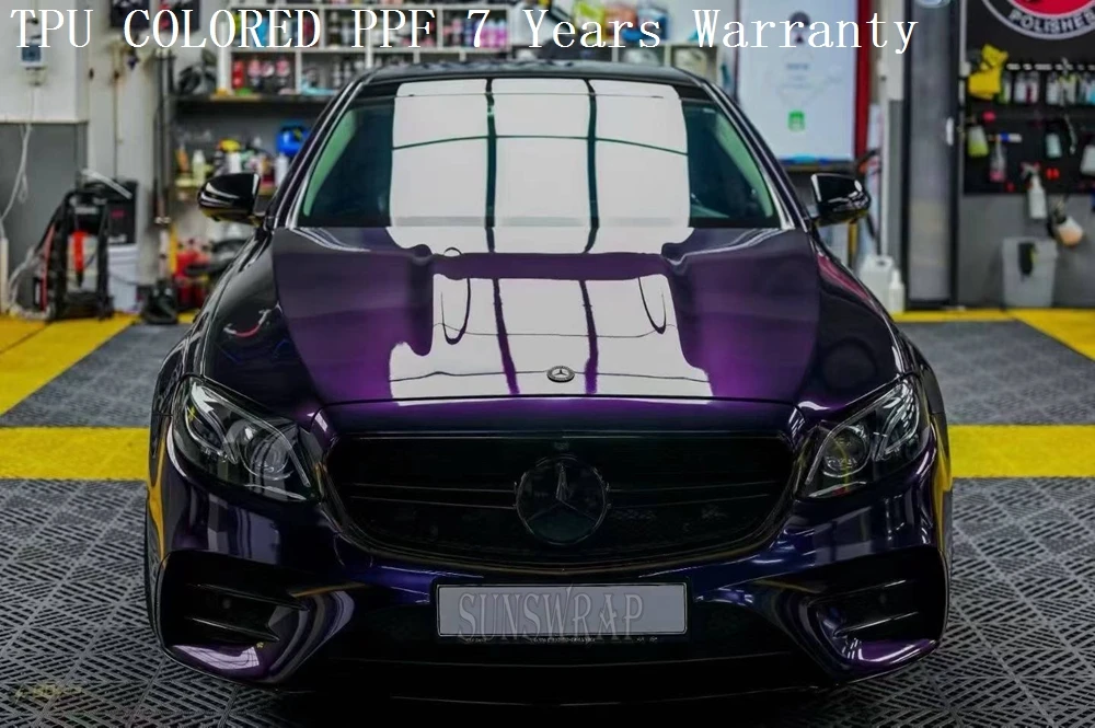 

High-Quality TPU PPF Liquid Metal Purple Car Body Protection Film Wet Application for Cars Aircraft Boats Yachts 5x52ft/roll