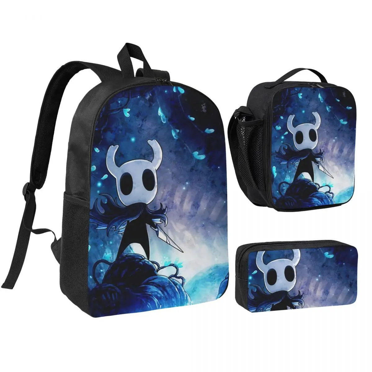 Hollow Knight Backpack Student BookBag School Bag Shoulder Bags 3ps Insulated Lunch Bag Pencil Case
