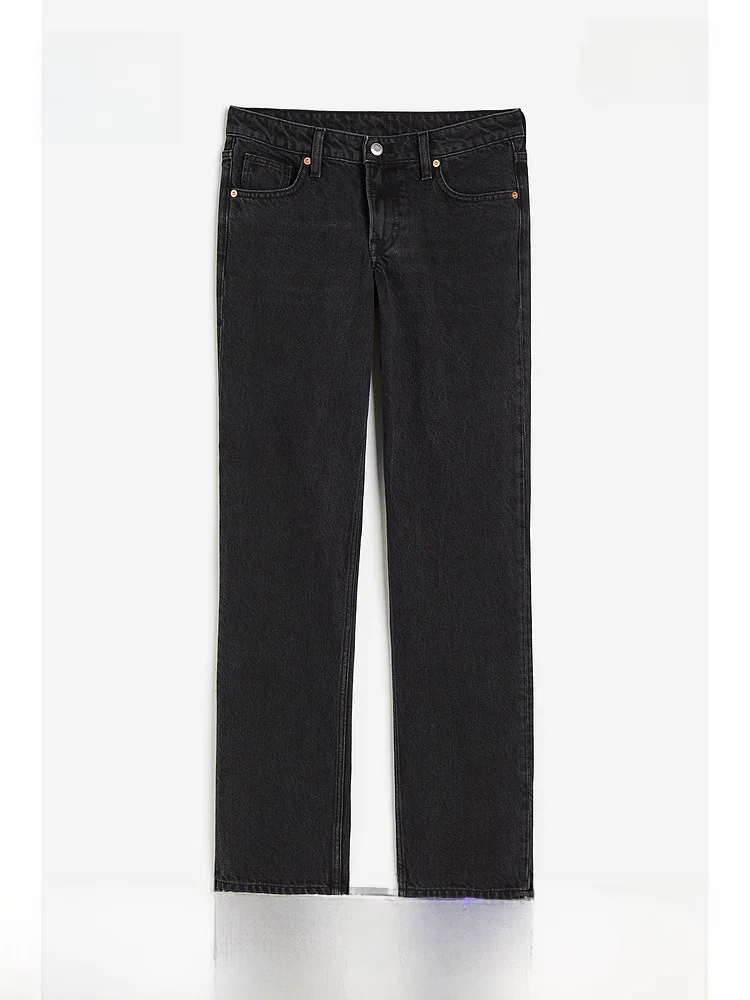 

Low Waist Straight Leg Soft Denim Jeans Faionable mat Women's Spring Long Trousers H&M Cotton 00%