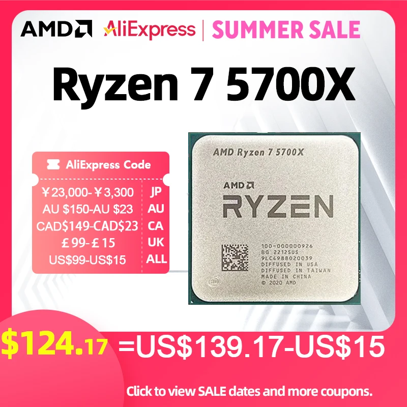 

AMD Ryzen 7 5700X CPU AMD R7 5700X Processor Up to 4.6GHz 8-Core 16-Thread Socket AM4 Desktop Gaming CPU for PC Gamer
