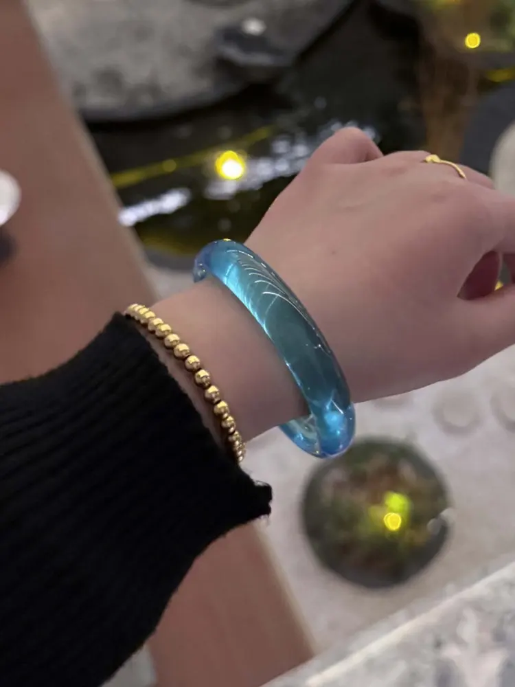 Ice seed ice through lake water blue crystal bracelet female high ice white moonlight