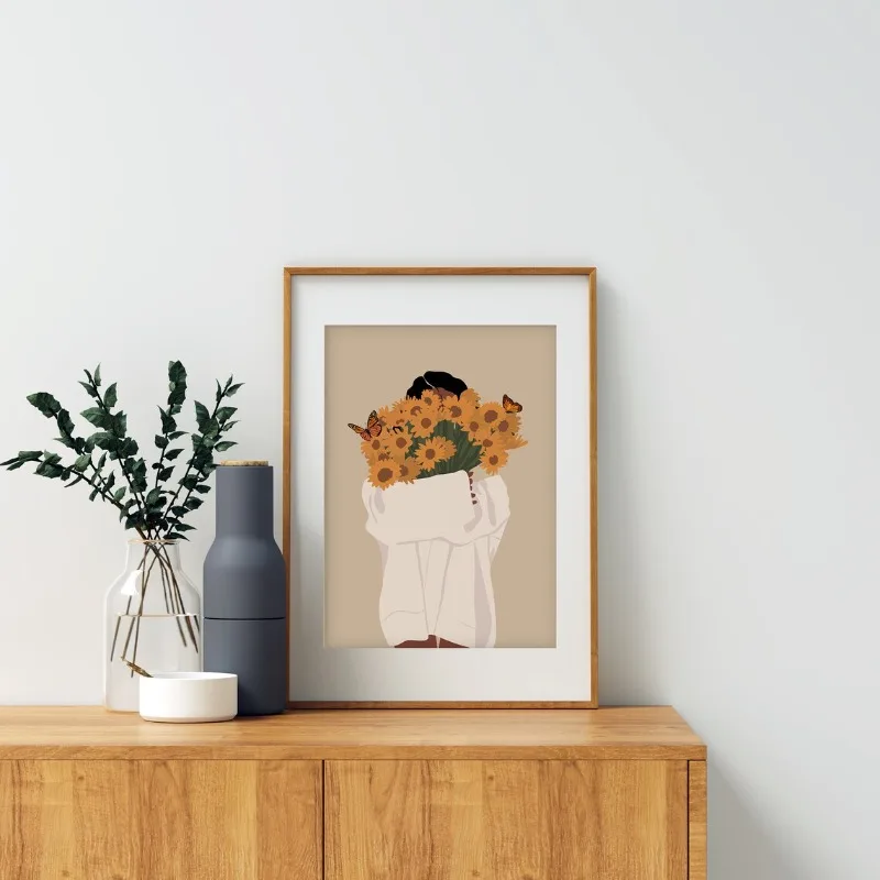 مجردة امرأة سوداء صورة المشارك فتاة الموضة الأمريكية الأفريقية قماش اللوحة بوهو جدار الفن لغرفة المعيشة ديكور المنزل #4