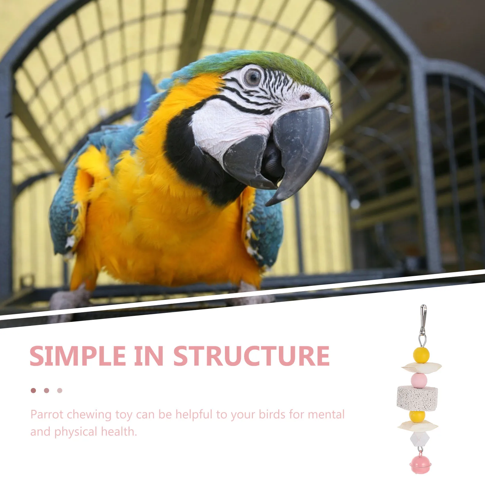 

Pink Parrot Chewing Toy Hanging String Cuttlebone Bird Cage Pendant Durable Pet Birds Nibbling Plaything Storage Travel Dog Toys