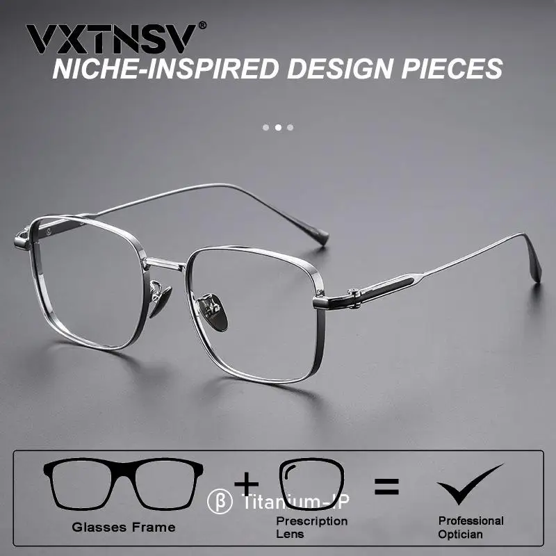 

VXTNSV Titanium Anti Blue Light Prescription Glasses Photochromic Reading Glasses Men's Glasses Frame Business Casual Eyewear