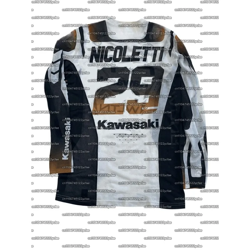 

Мотоциклетная гоночная команда Kawasaki # 29 NICOLETTI Мужская футболка с длинным рукавом на весну и осень, новинка 2025 года, спортивная дышащая футболка