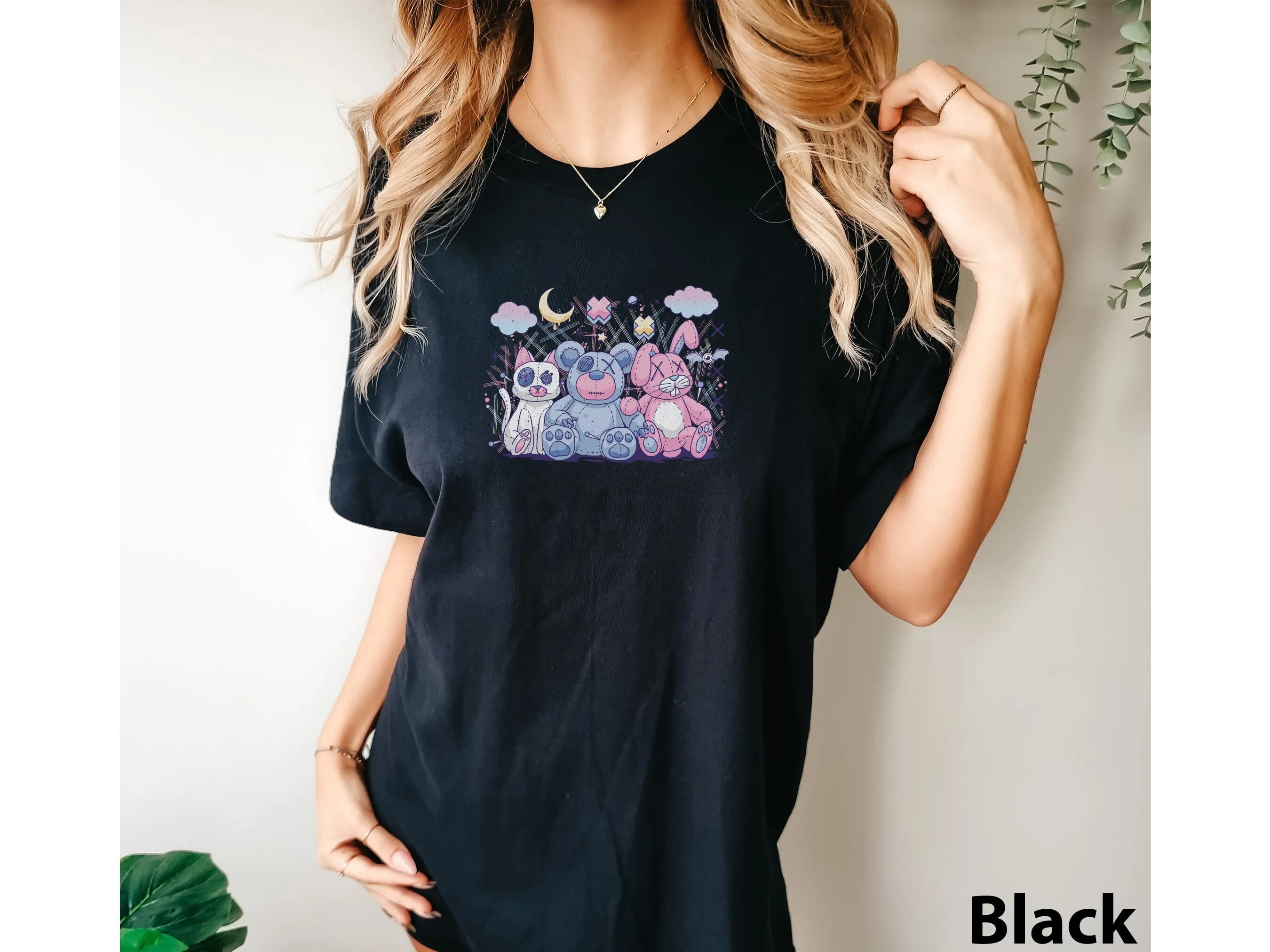 Creepy Cute Kawaii Teddy Bear Pastel Goth Graphic Shirt For Women Gift Her Comfort Colors Garment Dyed T