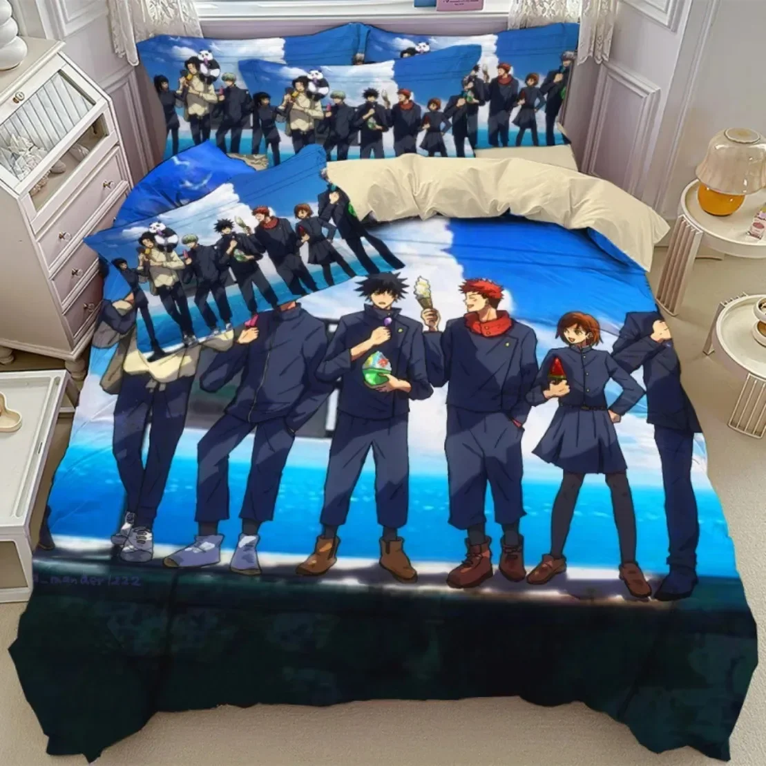 Japanese Anime Jujutsu Kaisen Bedding Set,Japan Famous Anime Duvet Cover Sets,Teenagers Children Bedroom Decoration Holiday Gift