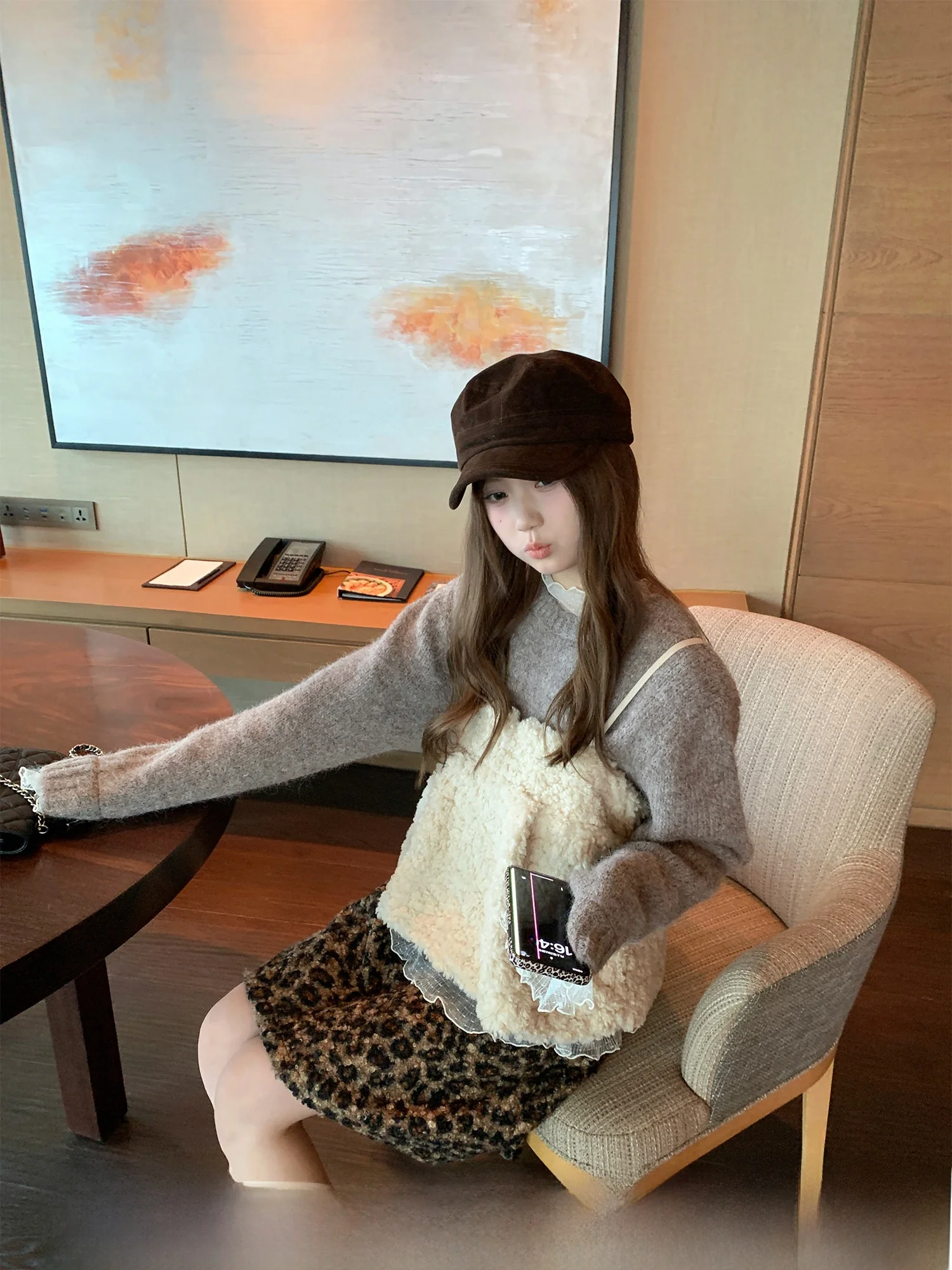 

eepskin Crop Top Women's Outerwear Svel Furry Vest Square Collar ort Length Pure Color Daily Wear Casual Sle