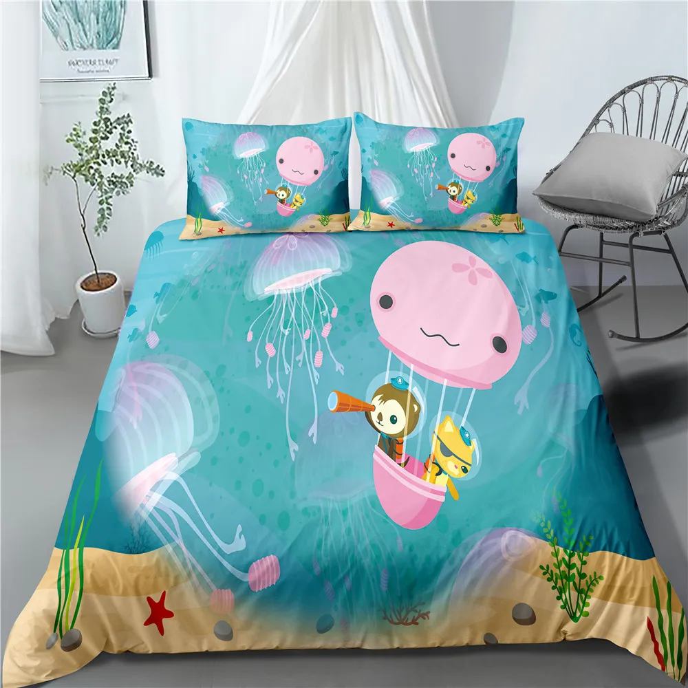 

The Octonauts Cartoon 3D Bedding Set Duvet Cover Pillowcases Polyester Quilt Cover For Kids Single Double Twin Queen King