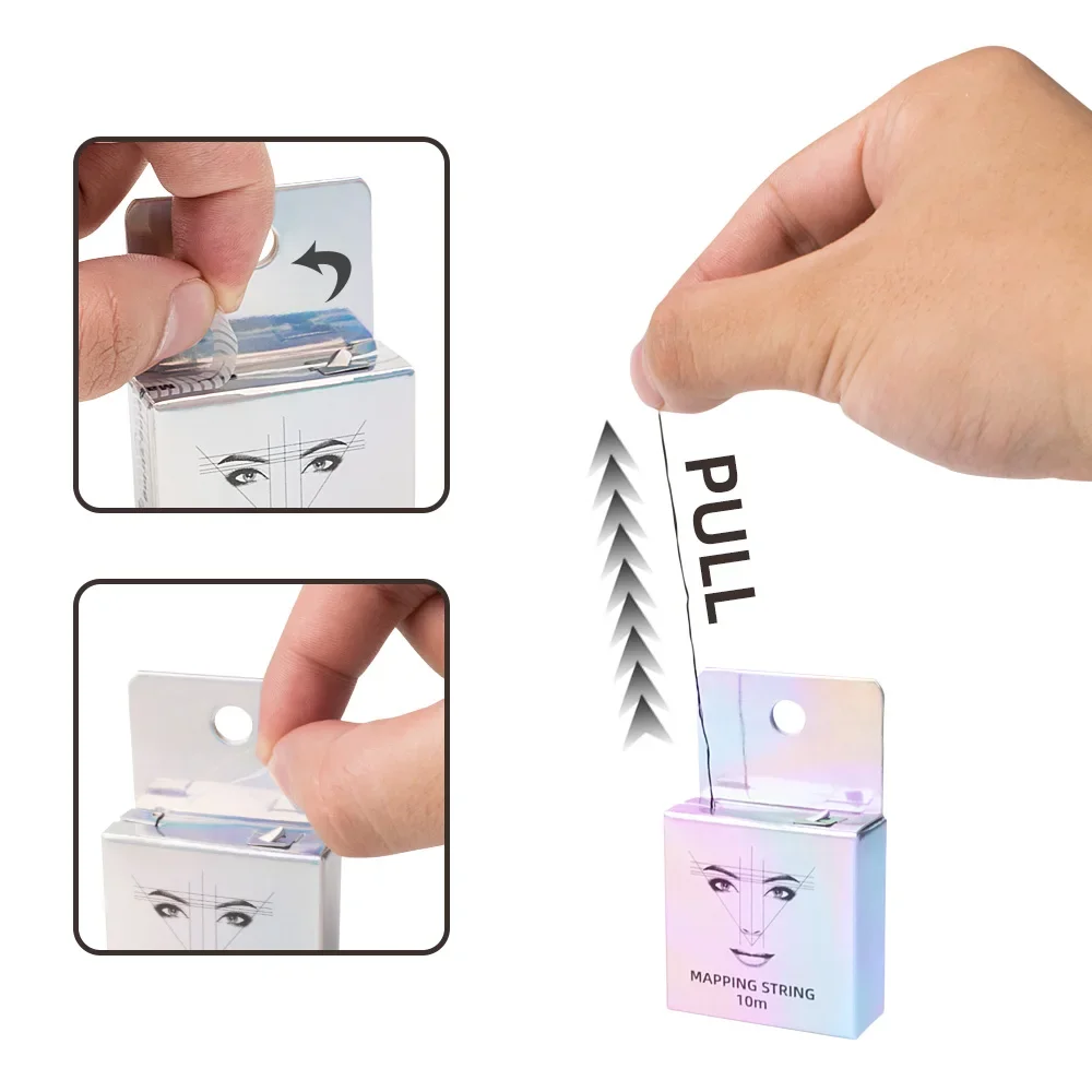 10m Microblading Mapping Pre-Ink String Black /White For Eyebrow Makeup Dyeing Line Semi Permanent Positioning Tool Colorful Box