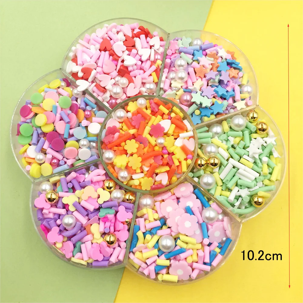 1Box Mixed Colorful Candy Flower Slice Polymer Hot Clay Sprinkles for DIY Craft Making Tiny Cute Plastic klei Accessories