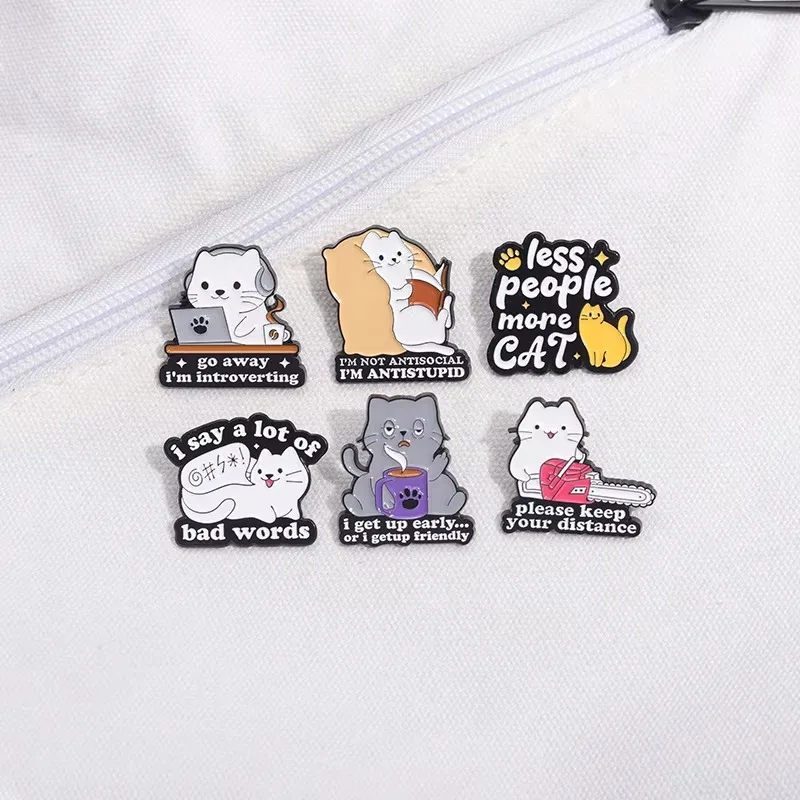 Cartoon Cat Series Enamel Pin Fun Animal Potted Plants Metal Brooch Creative Lapel Badge Hat Deco Jewelry Gift Custom Wholesale - view 2