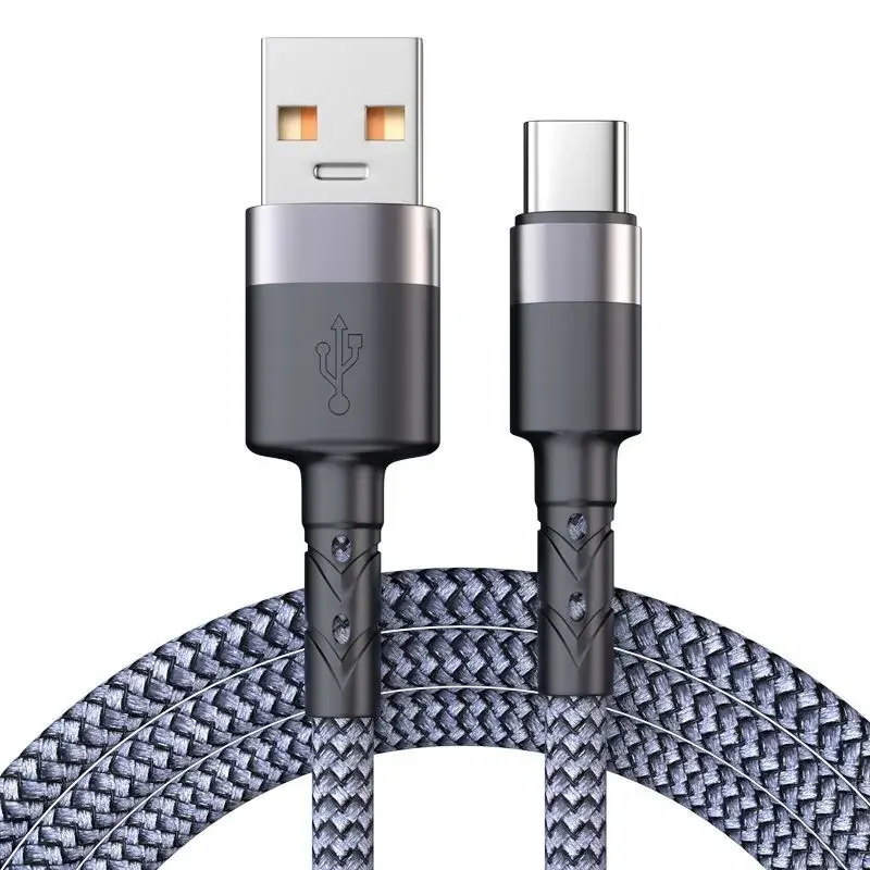 100 واط 6A USB إلى C شحن سريع كابل بيانات نوع C شحن سريع النايلون مضفر سلك بيانات USB PD المحمولة شحن سريع 1 متر خط البيانات