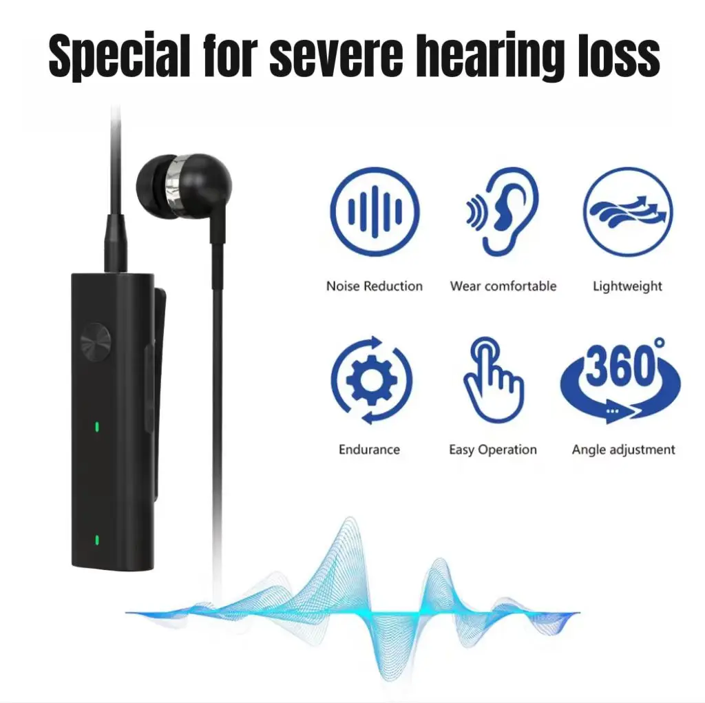 Noise Reduction Sound Amplifier for Elderly Rechargeable Adjustable Suppress Howling Voice Enhancer Device Easy to Operate