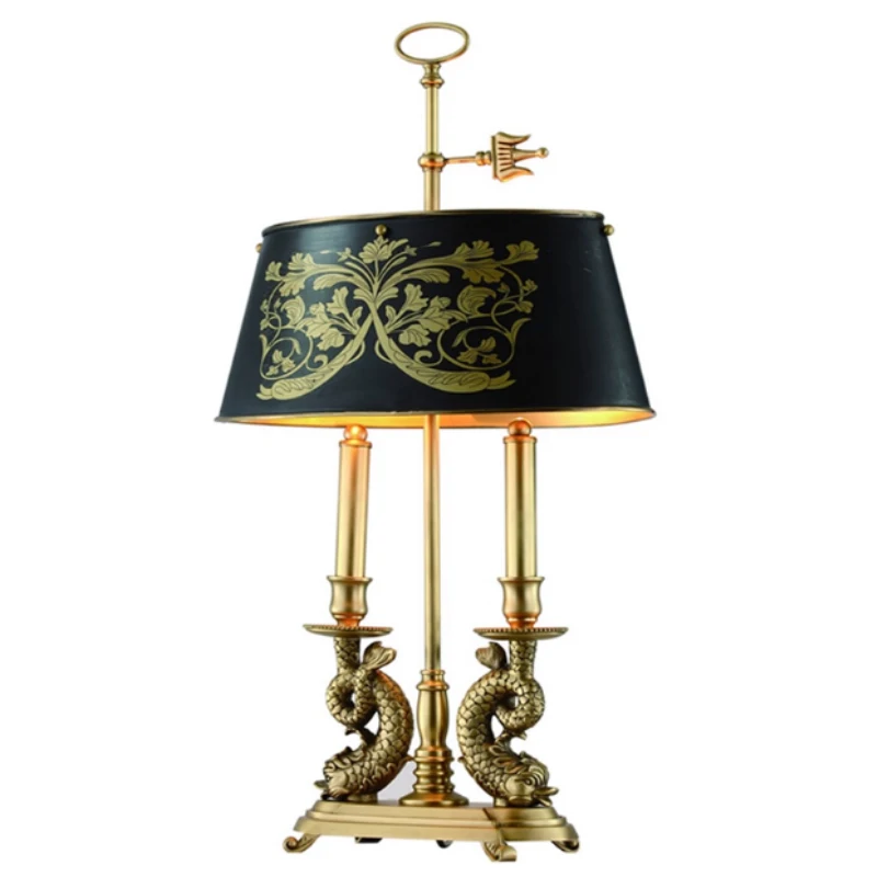 American copper table lamp lamp European classical study villa living room golden arowana table lamp sailboat