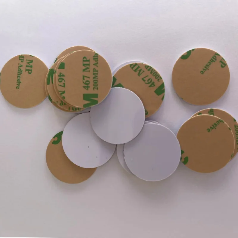 50PCS Round Shape 18mm/20mm/25mm/30mm ID 125KHZ Tag  plastic(PVC) Coin Cards with glue Adhesive