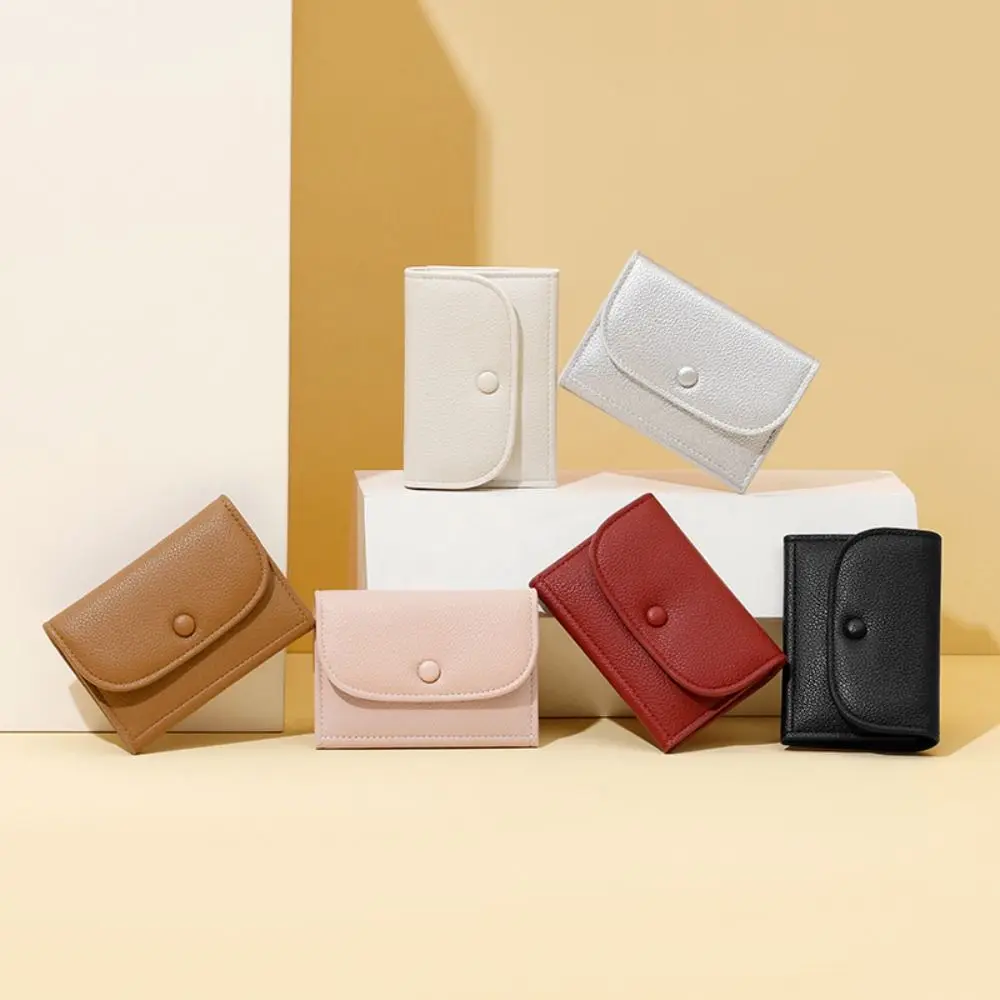 

Elegant Lychee Grain Coin Purse Short Clutch Ultra Thin Women Short Wallet Multi-function Zipper PU Leather Card Holder Women