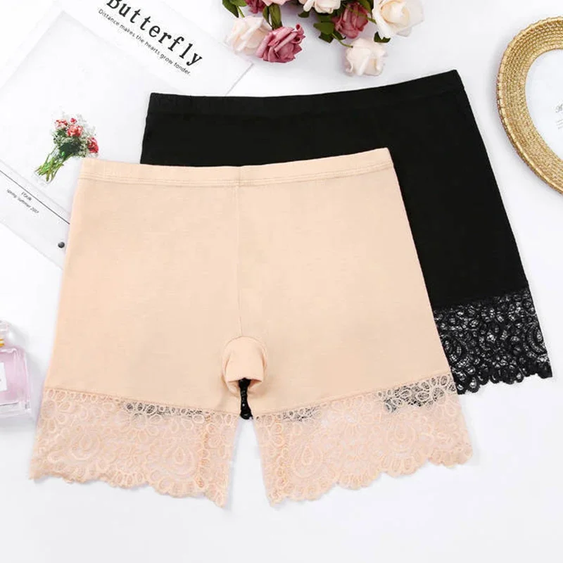 Sexy Lace Safety Shorts Women High Waist Seamless Cotton Boyshorts Panties Female Spandex Slimming Shorts Boxers for Ladies