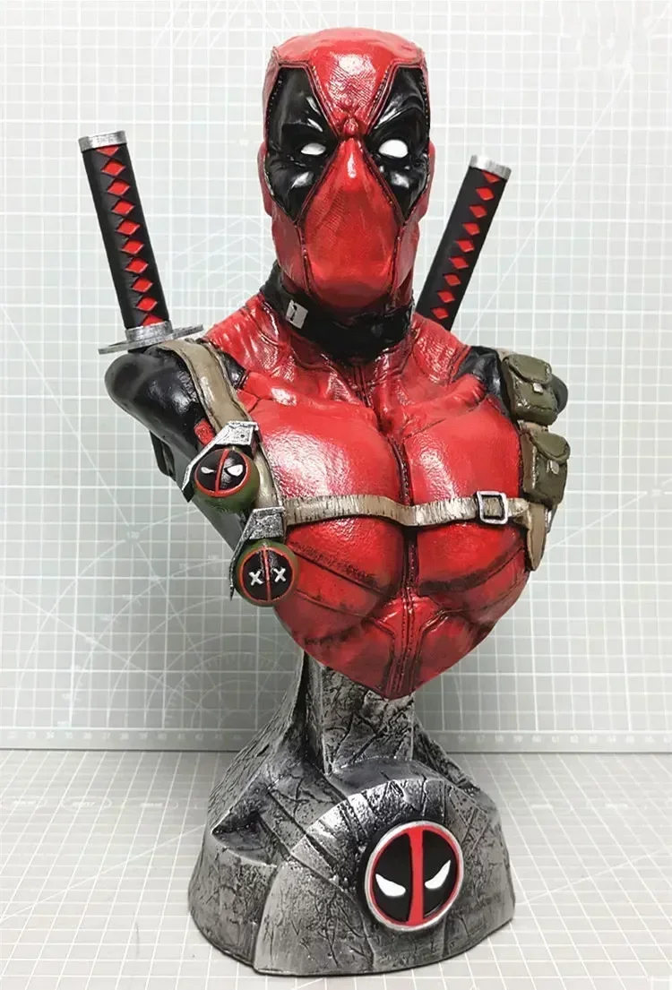 33cm X-Men Superhero Dead pool Bust Head portrait Figure Deadpool Resin statue Collectible Model home decor ornament adult gift