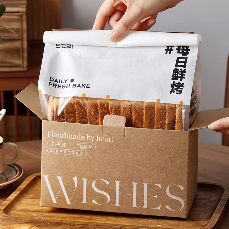 100Pcs/Lot Blank Pure Kraft Paper Box 450g Toast Box Bread Packaging Box Baking Packaging Empty Box