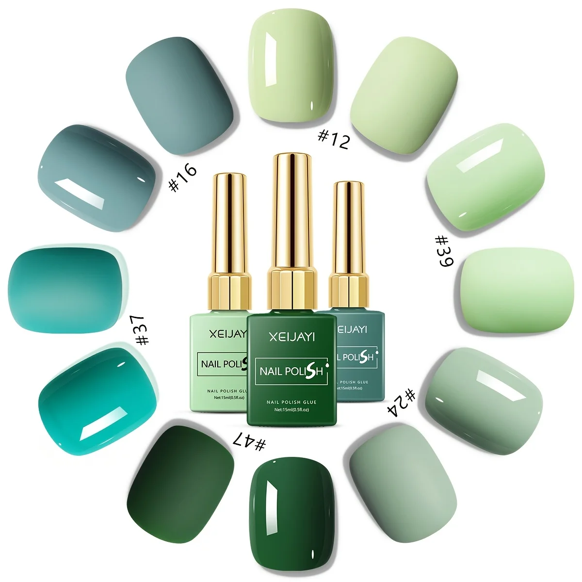 6pcs Green Nail Polish Set A Curated Collection of Seasonal Greens for a Salon-Perfect, Nail Art DIY Home Salon