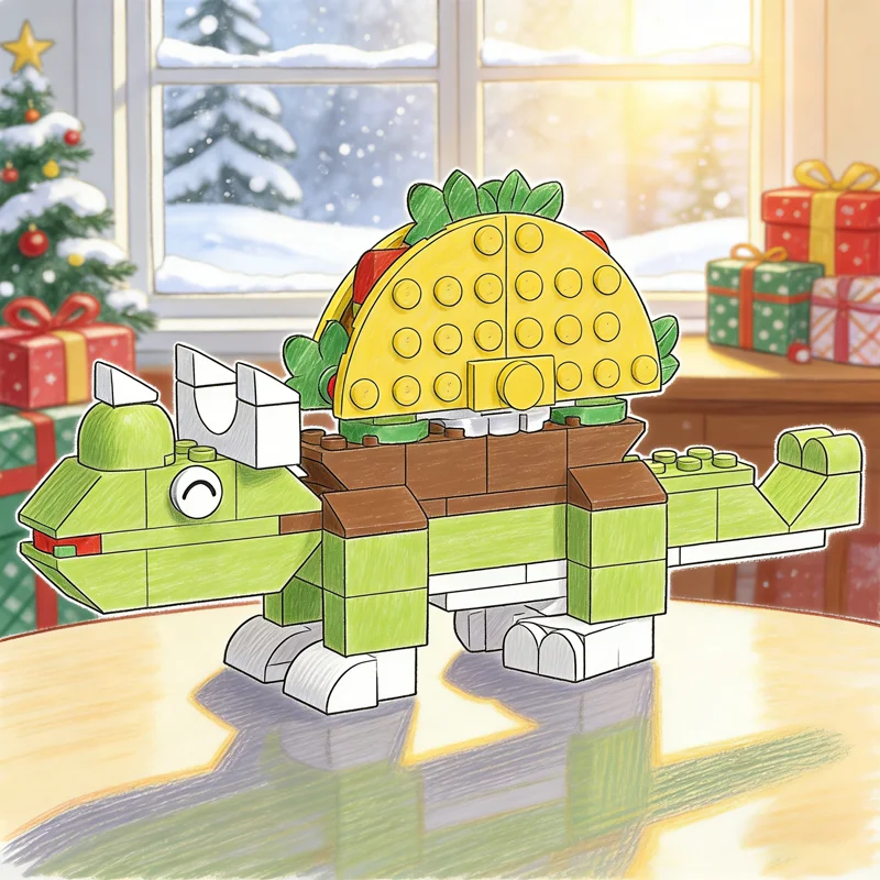 

122pcs MOC Classic Tacosaurus Model Building Blocks Assemble Architecture DIY Festival Gifts Creative Education Brick Toy Idea