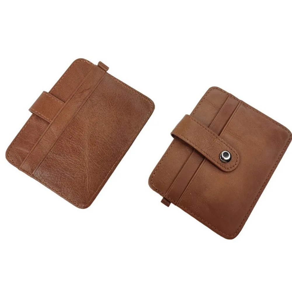 Fashion Korean Style Retro Card Bag Brown Multiple Card Slots Mini Wallet Purse Genuine Cowhide ID Card Holder Outdoor