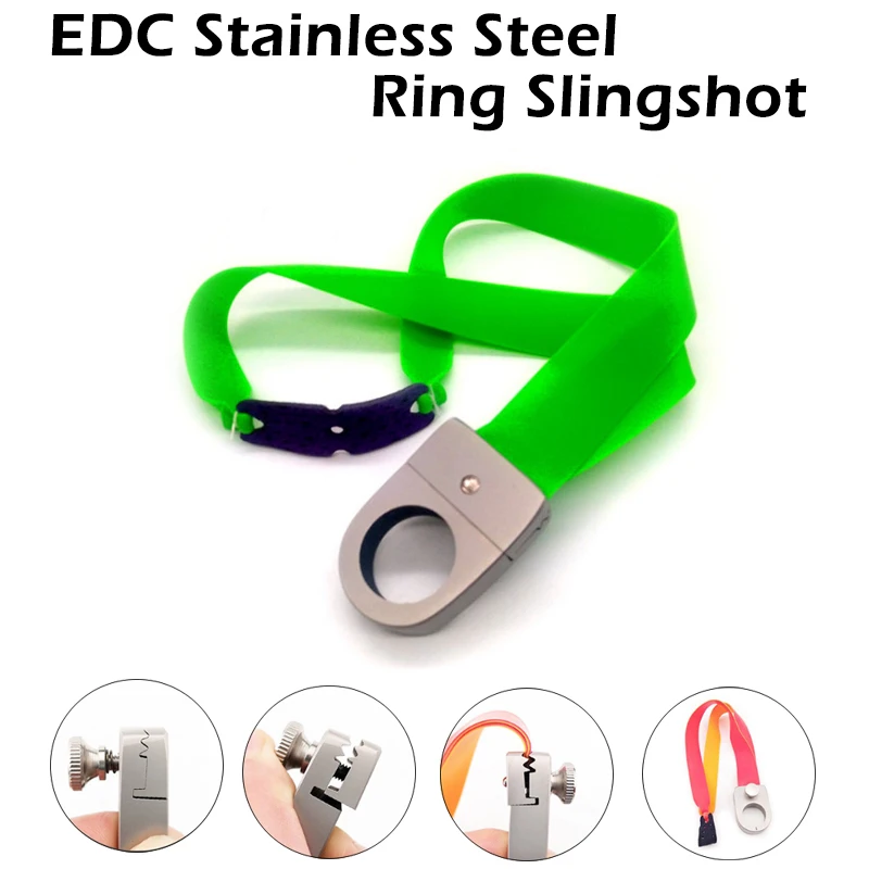 Outdoor EDC Portable Powerful Slingshot Ring Hunting Catapult Metal with Rubber band Hunting Tool Finger Slingshots