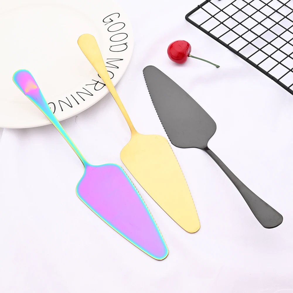 5Pcs Colorful Dinnerware Cutlery Set Stainless Steel Soup Spoon Colander Spoon Service Spoon Salad Fork Cake Spatula  Tableware