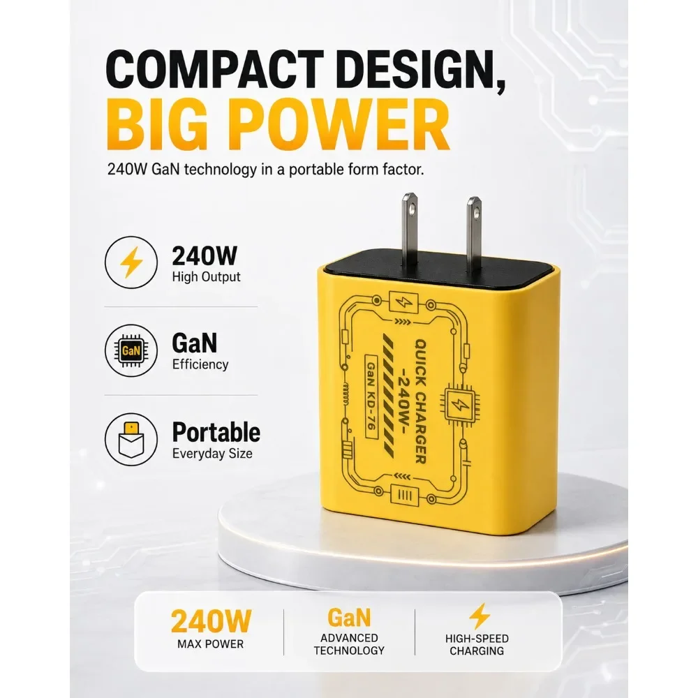 240W GAN Mechanical Multi-Port Fast Charger Portable Travel Power Adapter EU US Plug Widely Compatible with Multiple Devices