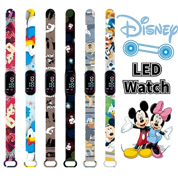 Disney mickey mouse relógio das crianças personagem dos desenhos animados mickey minnie pato donald led à prova dwaterproof água esportes pulseira crianças assistir presentes