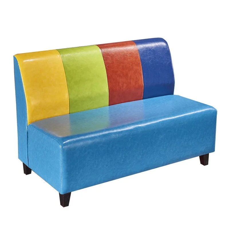 

Popular retro theme cafe milk tea shop double sofa dining table and chair set