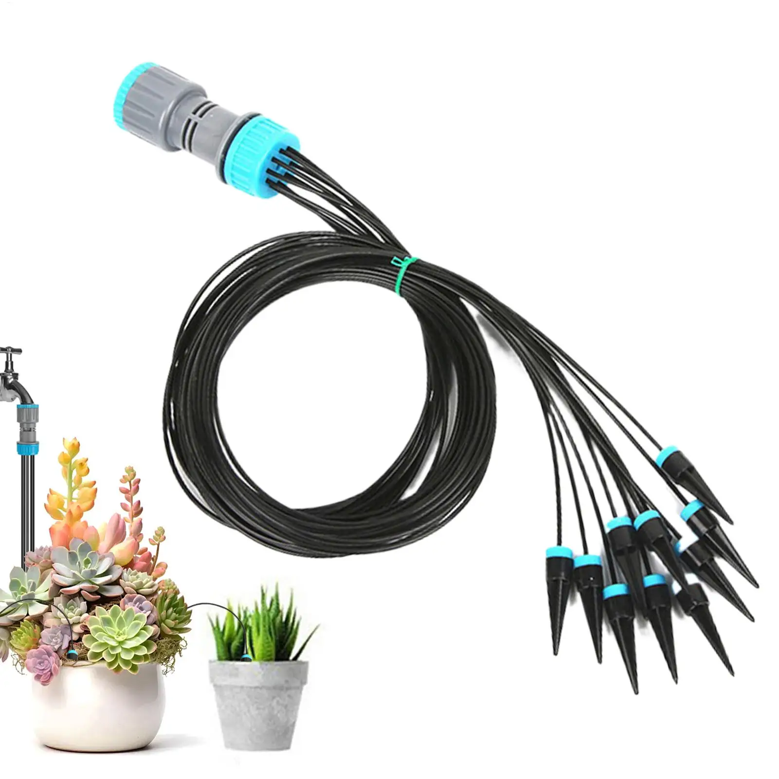 10 Head Drip Irrigation Kit Automatic Watering System Quick Connect Emitters Hose Timer for Garden Greenhouse Potted Plants