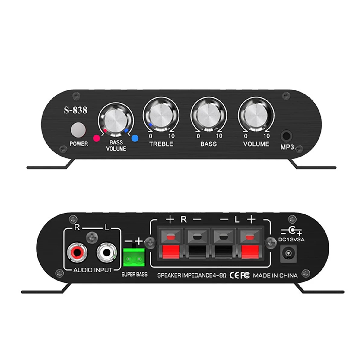 A51I Auto-Partner S-838 Amplificatore di potenza audio 2.1CH, amplificatore audio digitale stereo RMS 30WX2+40WX1 Classe D con uscita subwoofer