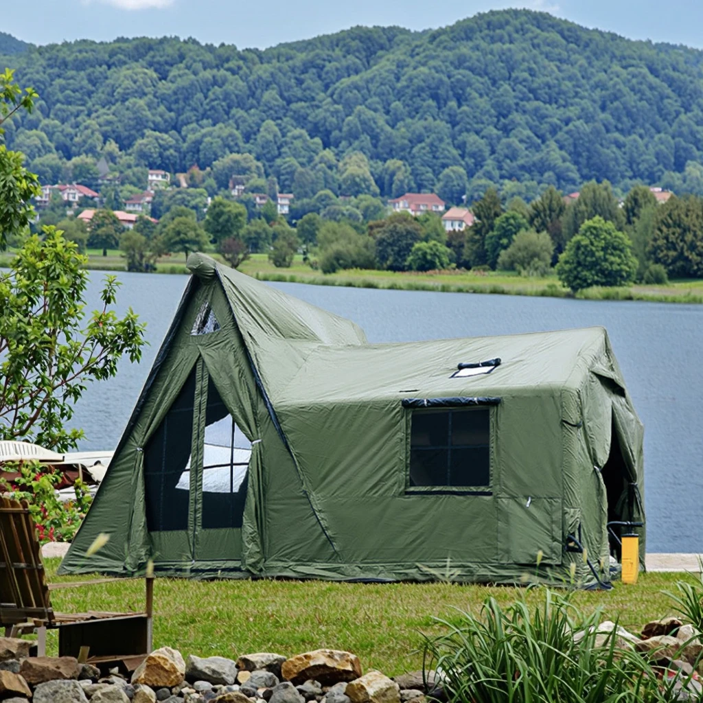 Outdoor Waterproof Oxford Portable Automatic Pop-Up Air Tent 15 Square Meters Family Camping Inflatable Tent